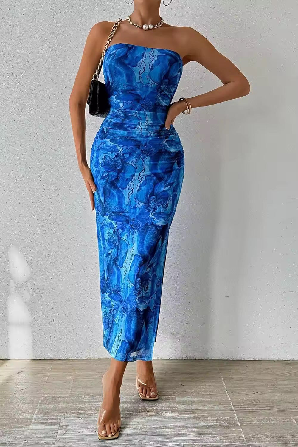 Mia Printed Bodycon Midi Dress