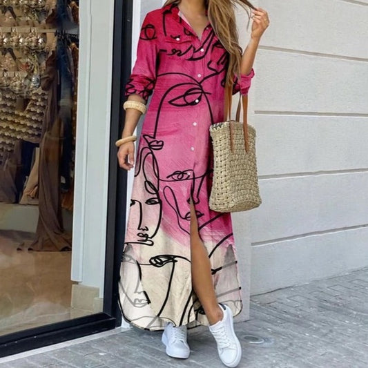 Nia Graphic Print Summer Maxi Dress