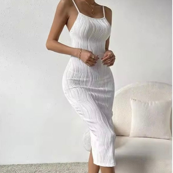 Raphaela Strappy White Bodycon Midi Dress