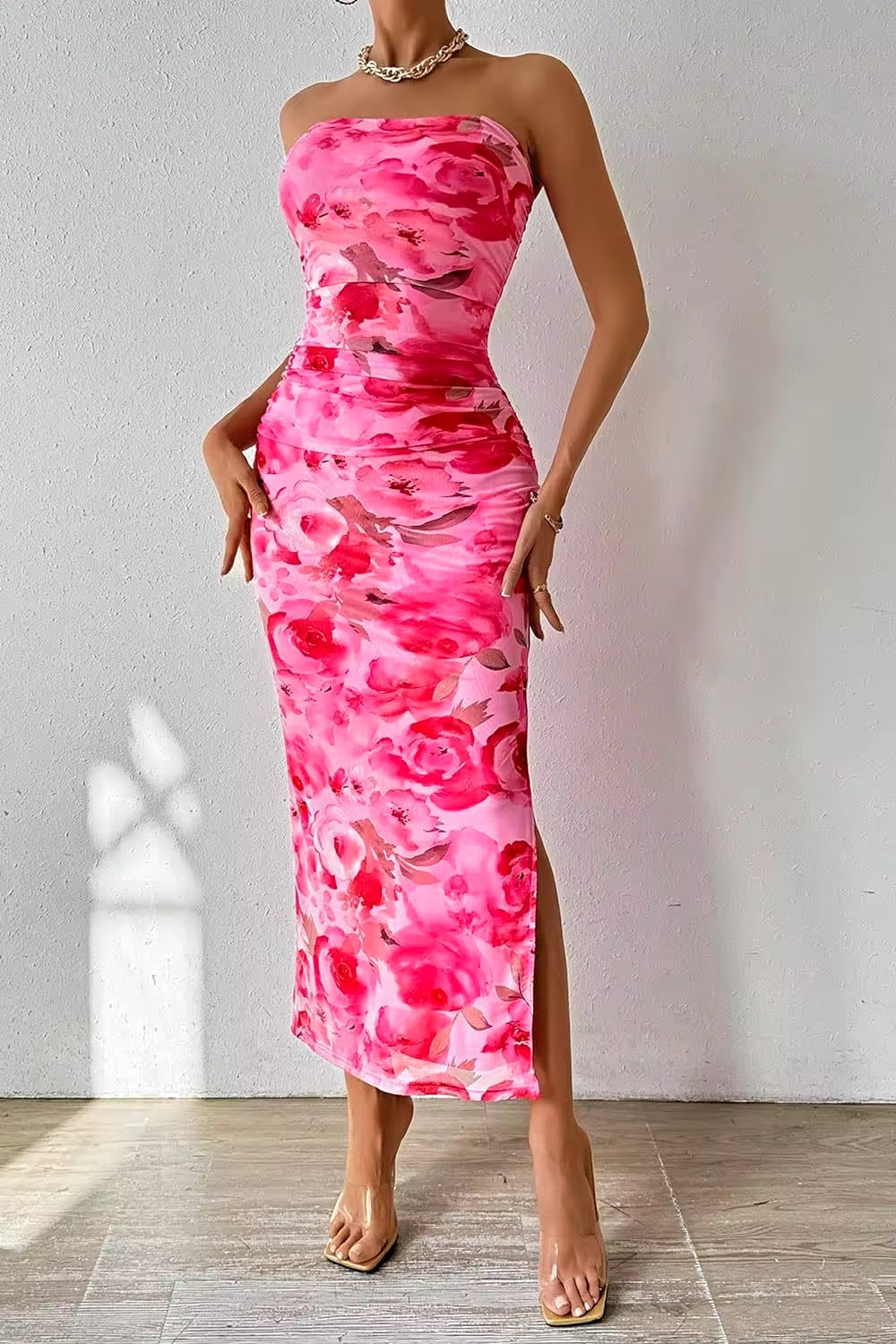 Mia Printed Bodycon Midi Dress