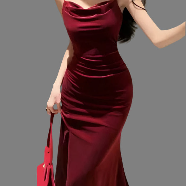 Athena Velvet Bodycon A Line Midi Dress